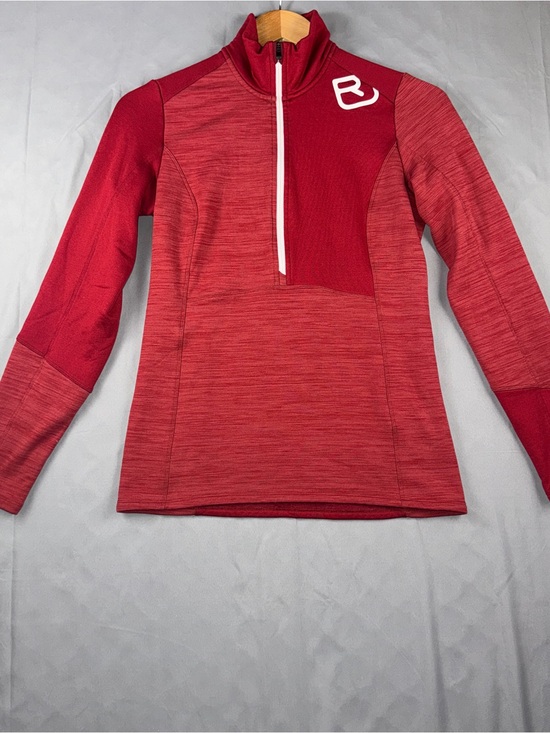 Ortovox Sweaters - Ortovox Pullover Womens Medium Red Merino Wool 1/4 Zip Long Sleeve Base Layer